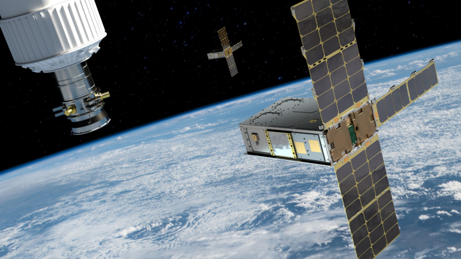 A render of Cesium Mission 1, which consists of two CubeSats.