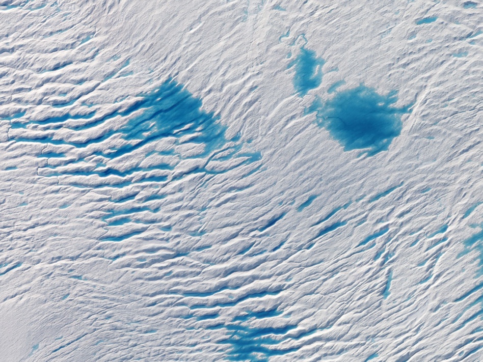 Meltwater on the Petermann Glacier in Greenland. Photo: Planet/Skysat