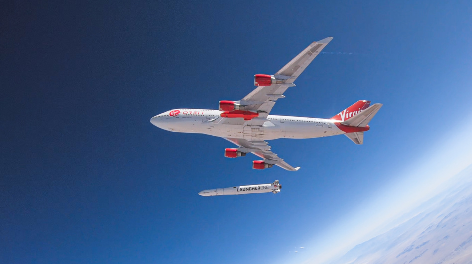 Virgin Orbit's two-stage rocket, LauncherOne, and Cosmic Girl, a modified Boeing 747.