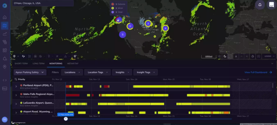 Screenshot of Tomorrow.io's weather analytics platform
