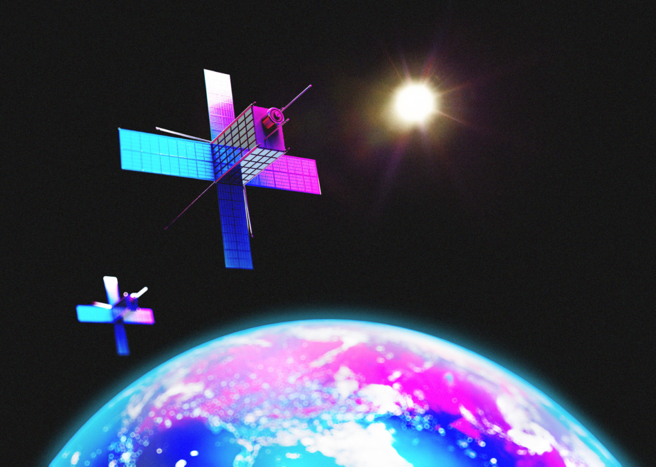 Render of Space Forge's in-space manufacturing satellites, powered by Benchmark Space Systems' propulsion