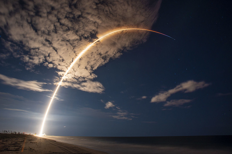 The arc from a Starlink Falcon 9 launch.