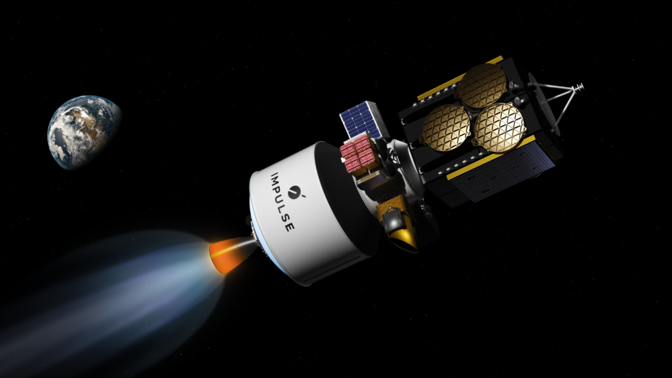 A computer graphics rendering of Impulse Space's Helios kick stage.