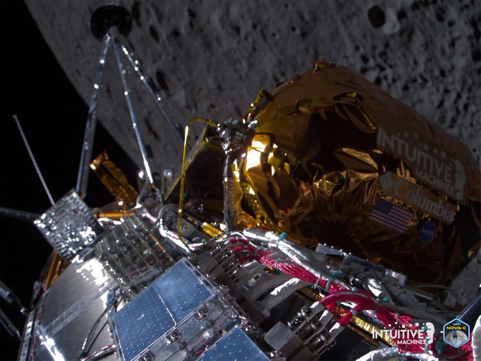 Intuitive Machines' Odysseus lander in orbit above the Moon on Feb. 21. Image: Intuitive Machines