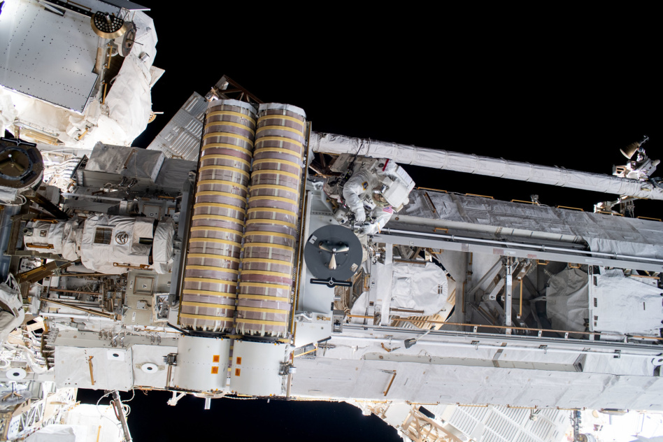 Astronauts install roll-out solar panels built by Redwire on the ISS in 2023. Image: Redwire Space.