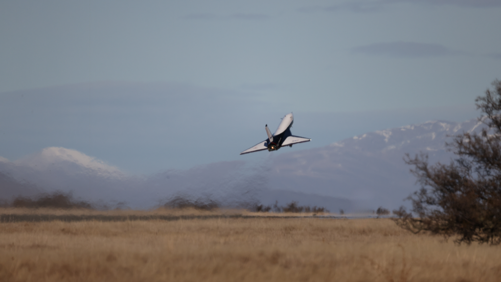 Dawn's Aurora uncrewed rocket plane takes off for a test flight in July 2024. Image: Dawn Aerospace.