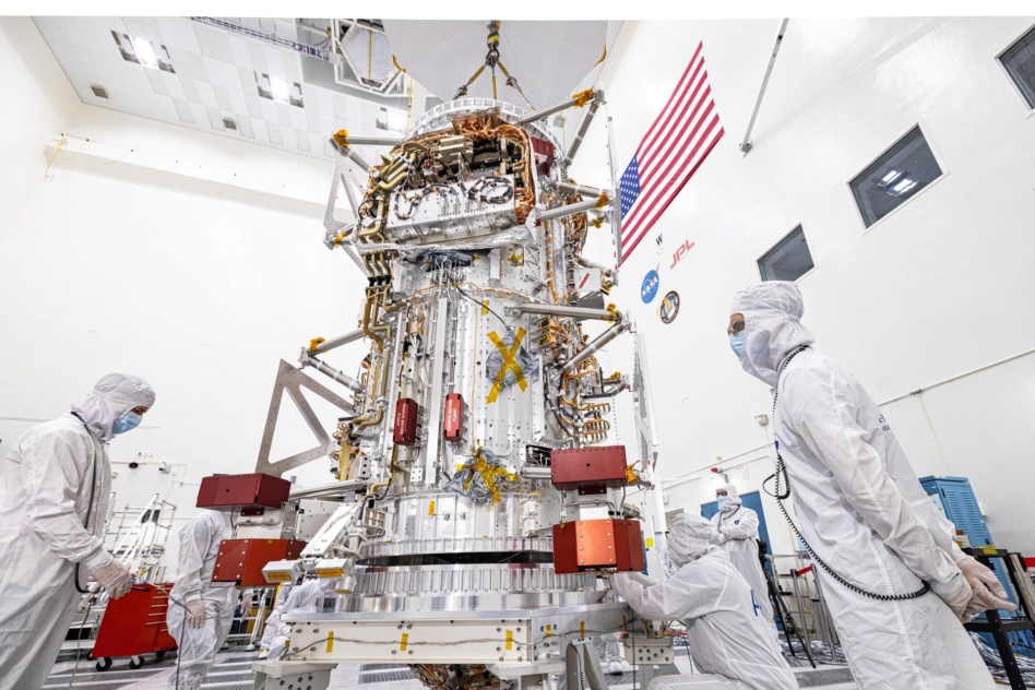 Europa Clipper's core structure is seen at JPL after its delivery in 2022. Image: NASA/JPL-Caltech/Johns Hopkins APL/Ed Whitman.