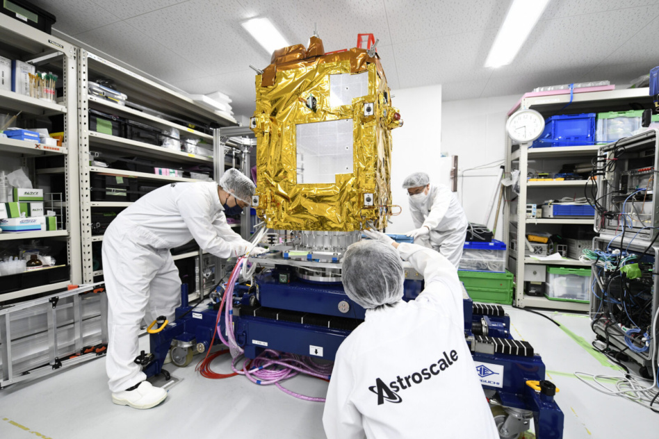 Workers prepare Astroscale's ADRAS-J spacecraft for launch. Image: Astroscale.