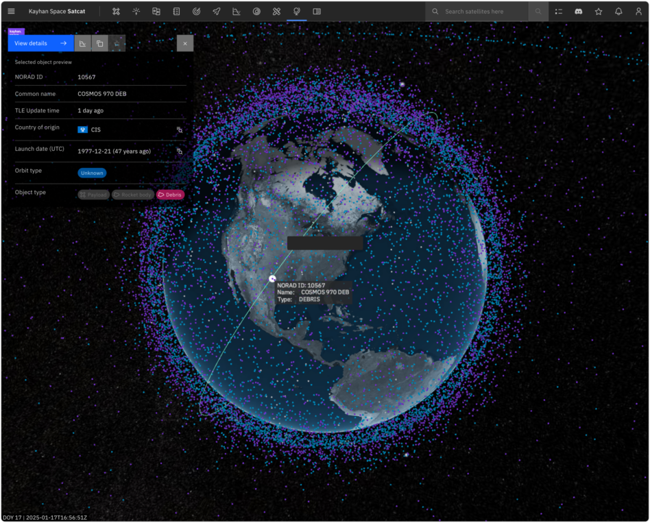 Satcat's view of the world. Image: Kayhan Space