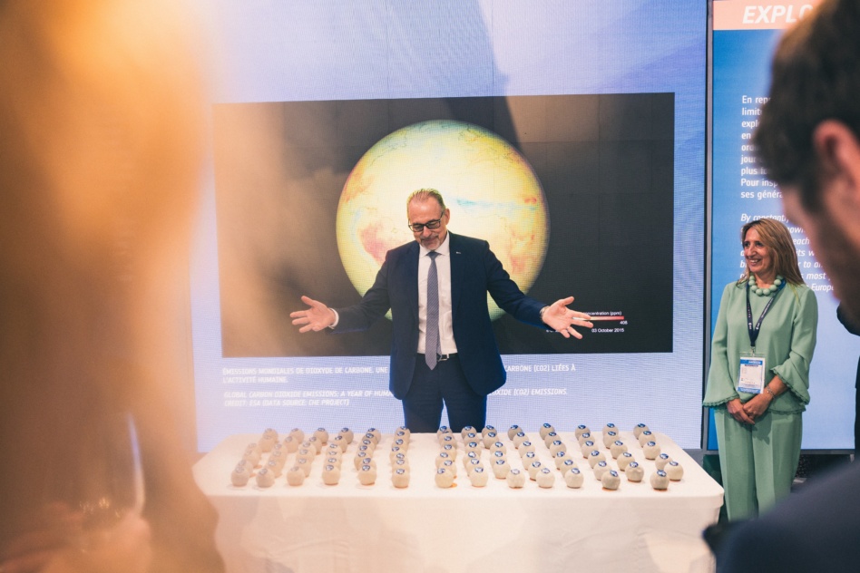 Director General Josef Aschbacher celebrating 50 years of ESA at the Paris Air Show. Image: ESA/P. Servent