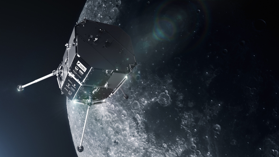 A rendering of RESILIENCE orbiting the Moon. Image: ispace
