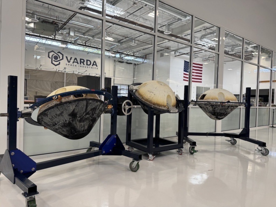 Varda's reentry capsules: W-1, W-2, and W-3. Image: Varda Space Industries