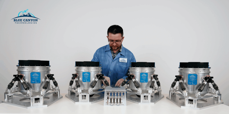 Some of Blue Canyon Technology's Control Moment Gyroscopes, an advanced component for controlling a spacecraft's attitude. Image: Blue Canyon Technologies.