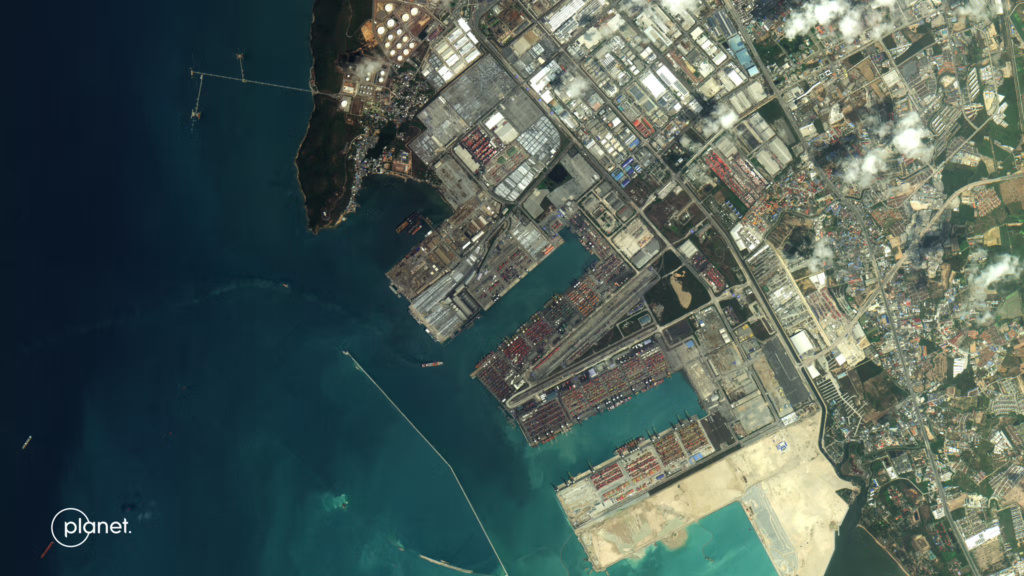 This image captured by Pelican-2 earlier this year shows the Port of Laem Chabang in Eastern Thailand. Image: Planet Labs PBC.
