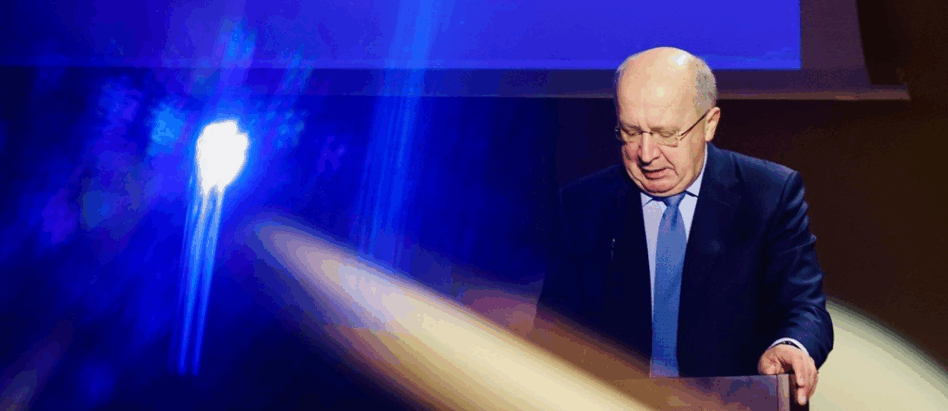 European Commissioner for Defence and Space Andrius Kubilius speaking at the Space for European Resilience conference in Brussels. Image: ESA/J. Van de Vel