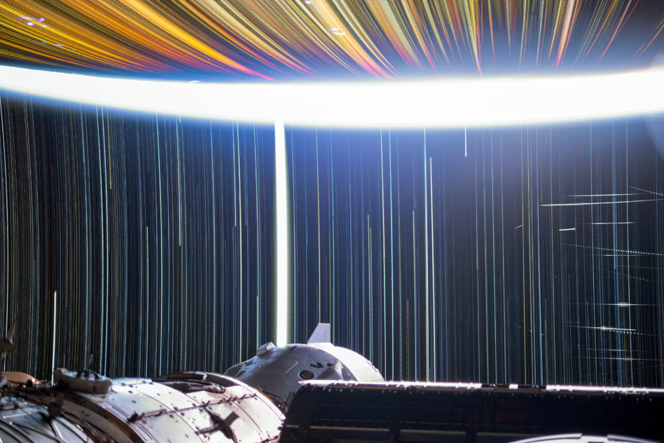 Satellites streaking across the stars. Image: Don Pettit/NASA