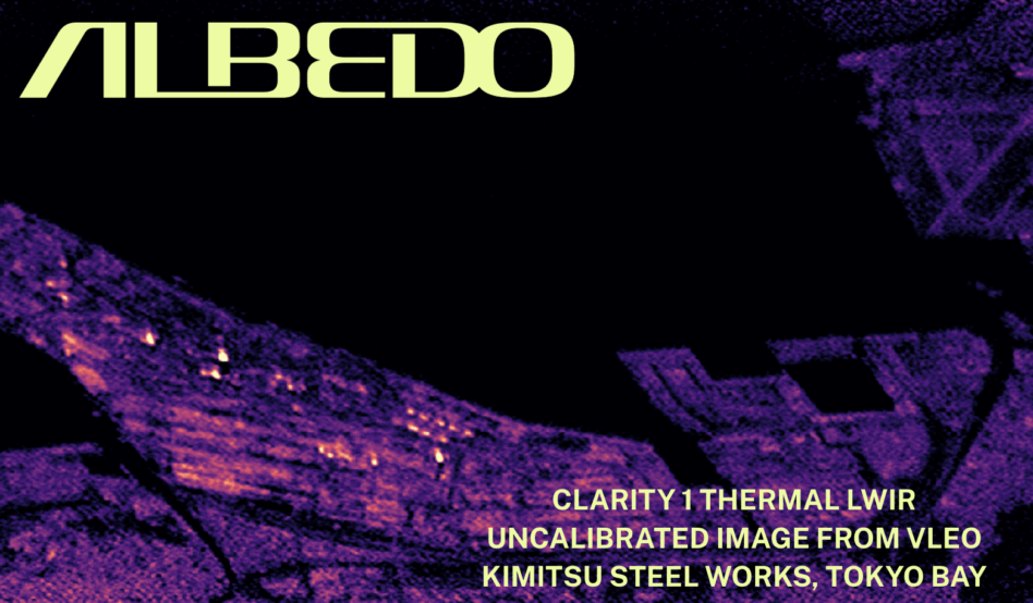 Heat activity shows active operation of furnaces, ovens, and turbines at a major steel plant in Tokyo. Captured from VLEO using Clarity-1's low-cost uncooled sensor. Image: Albedo Space