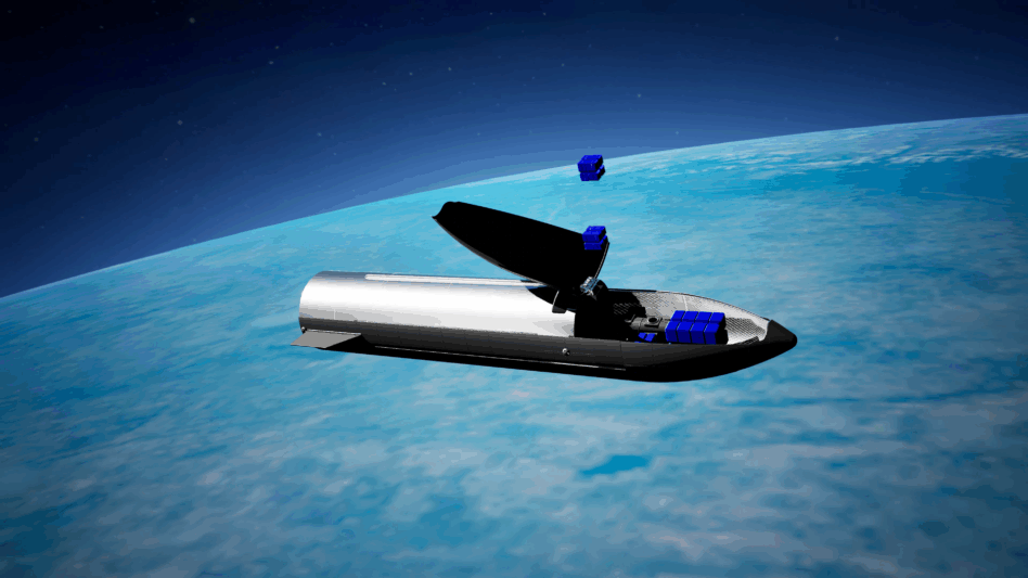A rendering of the upper stage of Astron Systems’ rocket deploying satellites into orbit. Image: Astron Systems