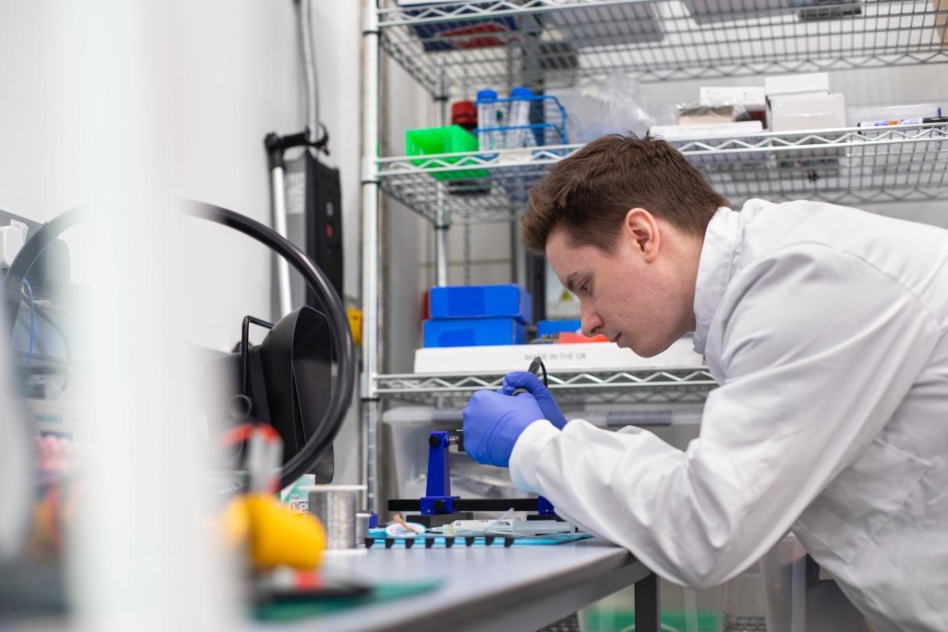 A Frontier employee soldering a Printed Circuit Board (PCB) for the ATMOS mission. Image: Frontier Space
