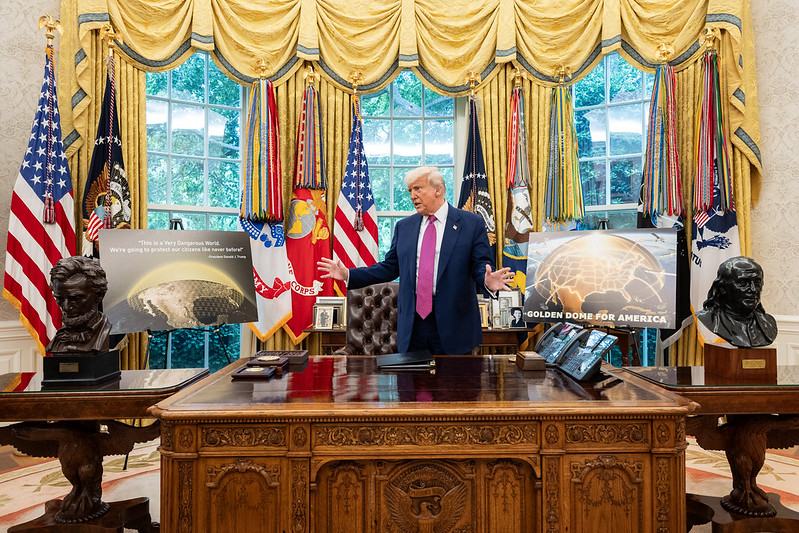 President Donald Trump making a Golden Dome announcement in the Oval Office. Image: Joyce N. Boghosian/White House