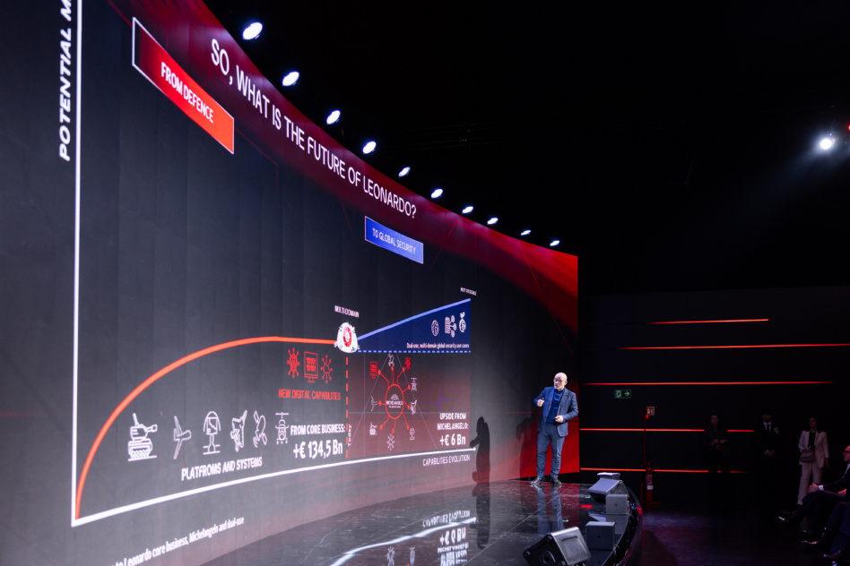 CEO Roberto Cingolani presenting Leonardo's 2026 industrial plan. Image: Leonardo S.A. and subsidiaries
