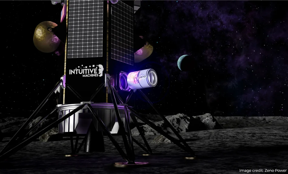 A rendering of Zeno Power's radioisotope system on the lunar surface. Image: Zeno Power