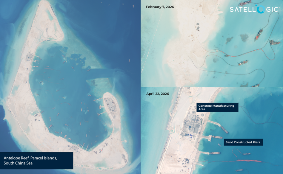 Satellogic captures development progress of Antelope Reef in the Paracel Islands, South China Sea. Image: Satellogic