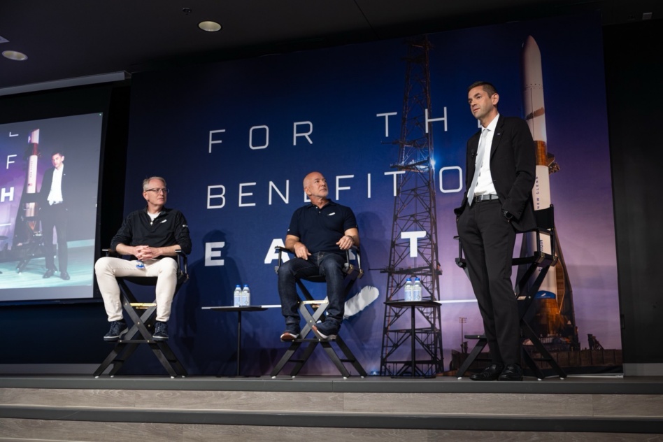 Blue Origin CEO Dave Limp, Jeff Bezos, and NASA Administrator Jared Isaacman met with Blue Origin employees following the explosion. Image: Jared Isaacman